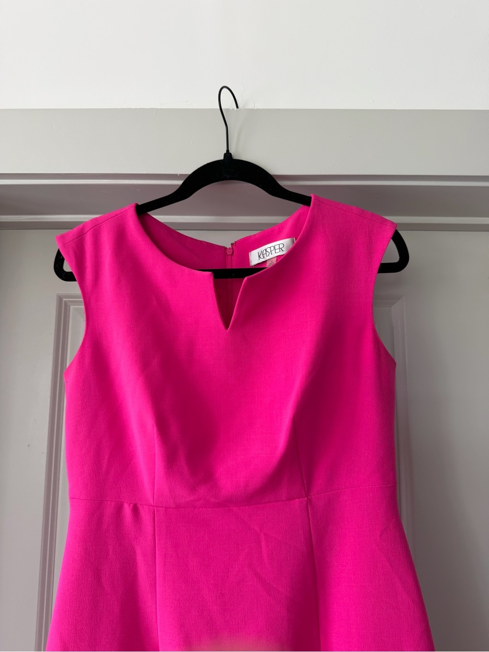Kasper Bright Pink Cap-Sleeve Sheath Midi Dress - Picture 15 of 16